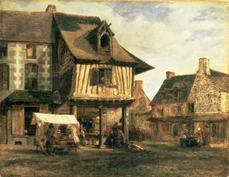 Marktplatz in der Normandie, um 1832